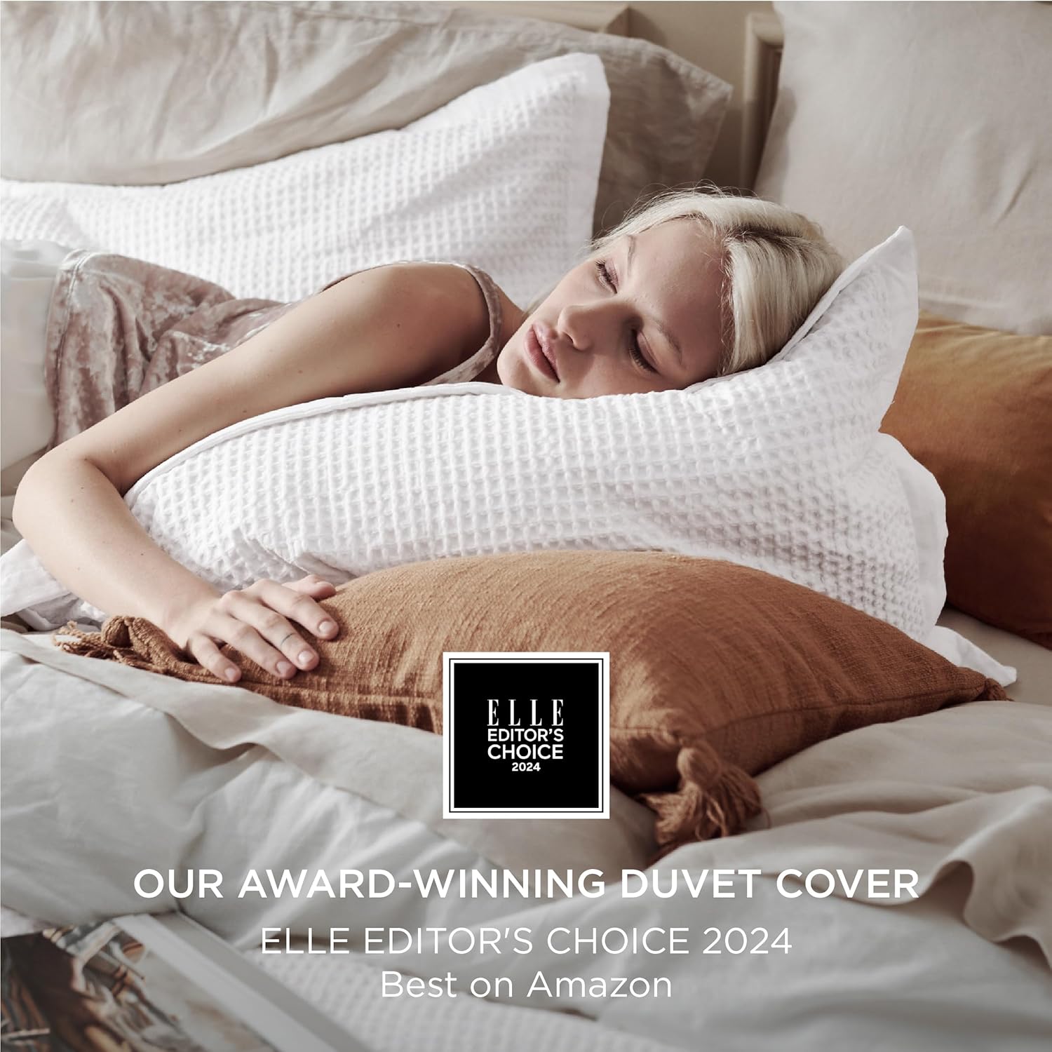Bedsure Cotton Duvet Cover Queen - 100% Cotton Waffle Weave Coconut White Duvet Cover Queen Size, GentleSoft™ and Breathable Bedding Set for All Season, 3 Pieces, 90"x90" - Image 2