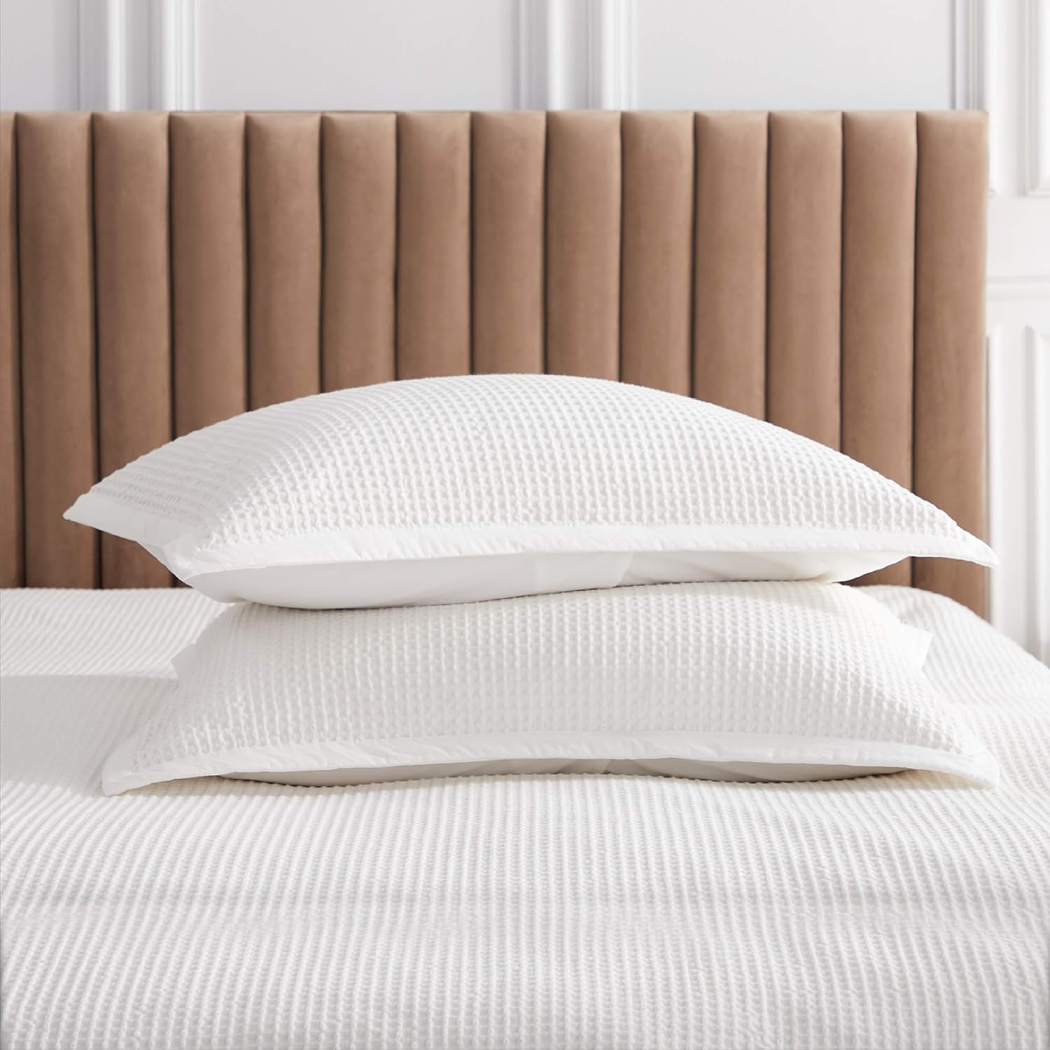 Bedsure Cotton Duvet Cover Queen - 100% Cotton Waffle Weave Coconut White Duvet Cover Queen Size, GentleSoft™ and Breathable Bedding Set for All Season, 3 Pieces, 90"x90" - Image 3