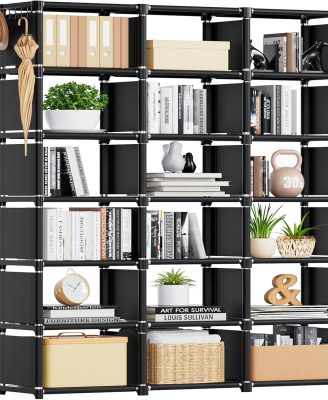 Mavivegue Bookcase, 18-Cube Extra Large Book Shelf, DIY Cube Storage Organizer for Bedroom, Living Room, Home Office - Black