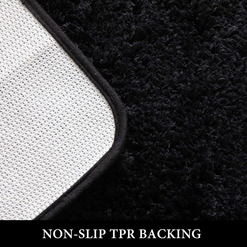 MIULEE Set of 2 Non Slip Shaggy Bathroom Rugs Extra Thick Soft Bath Mats Plush Microfiber Absorbent Water for Tub Shower Machine Washable (Black, 16x24 inches) - Image 4