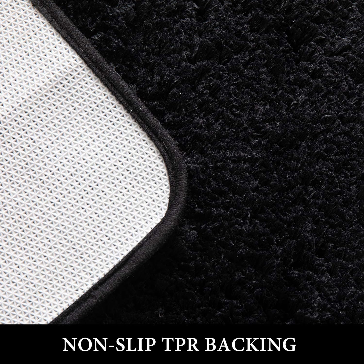 MIULEE Set of 2 Non Slip Shaggy Bathroom Rugs Extra Thick Soft Bath Mats Plush Microfiber Absorbent Water for Tub Shower Machine Washable (Black, 16x24 inches) - Image 4