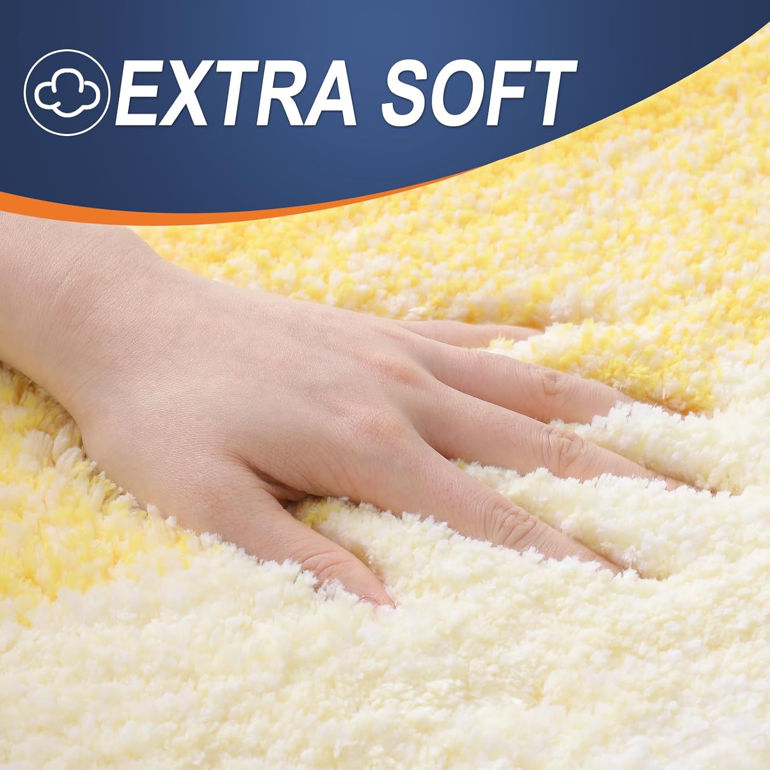 OLANLY Bathroom Rugs Sets 3 Piece, Soft Absorbent Microfiber Bath Mats and U-Shaped Contour Toilet Rug, Plush Shaggy Bath Mat Set for Bathroom (30"x20"+24"x16"+24"x20", Yellow) - Image 3