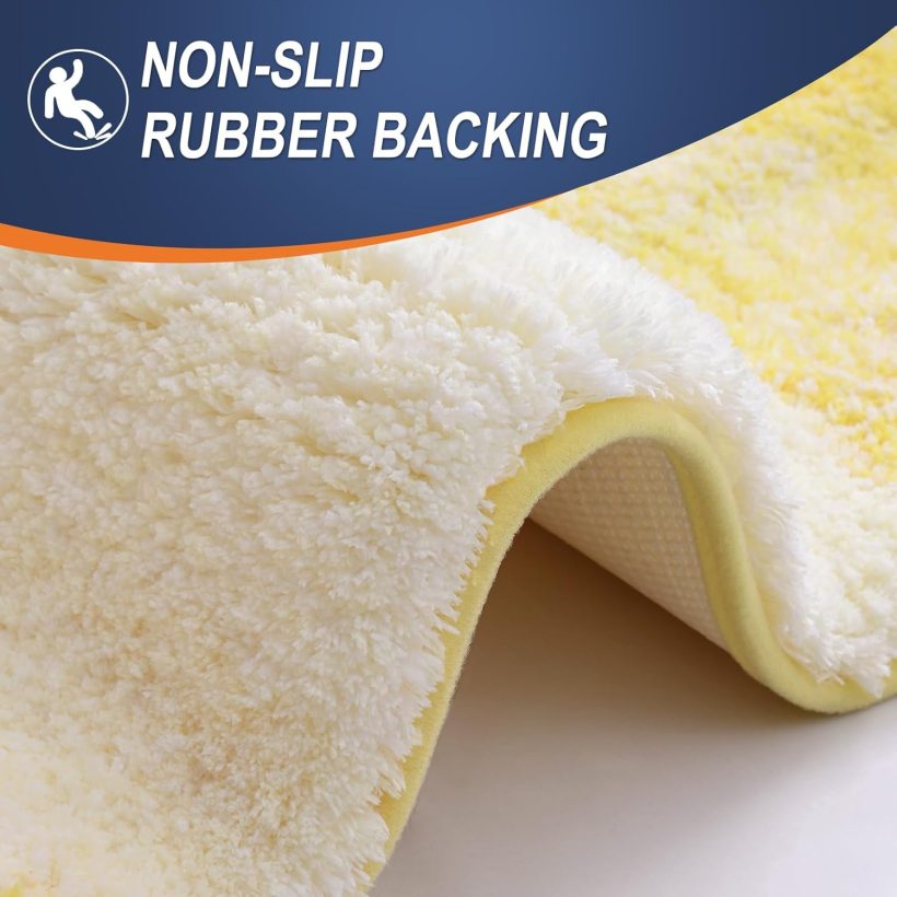 OLANLY Bathroom Rugs Sets 3 Piece, Soft Absorbent Microfiber Bath Mats and U-Shaped Contour Toilet Rug, Plush Shaggy Bath Mat Set for Bathroom (30"x20"+24"x16"+24"x20", Yellow) - Image 5