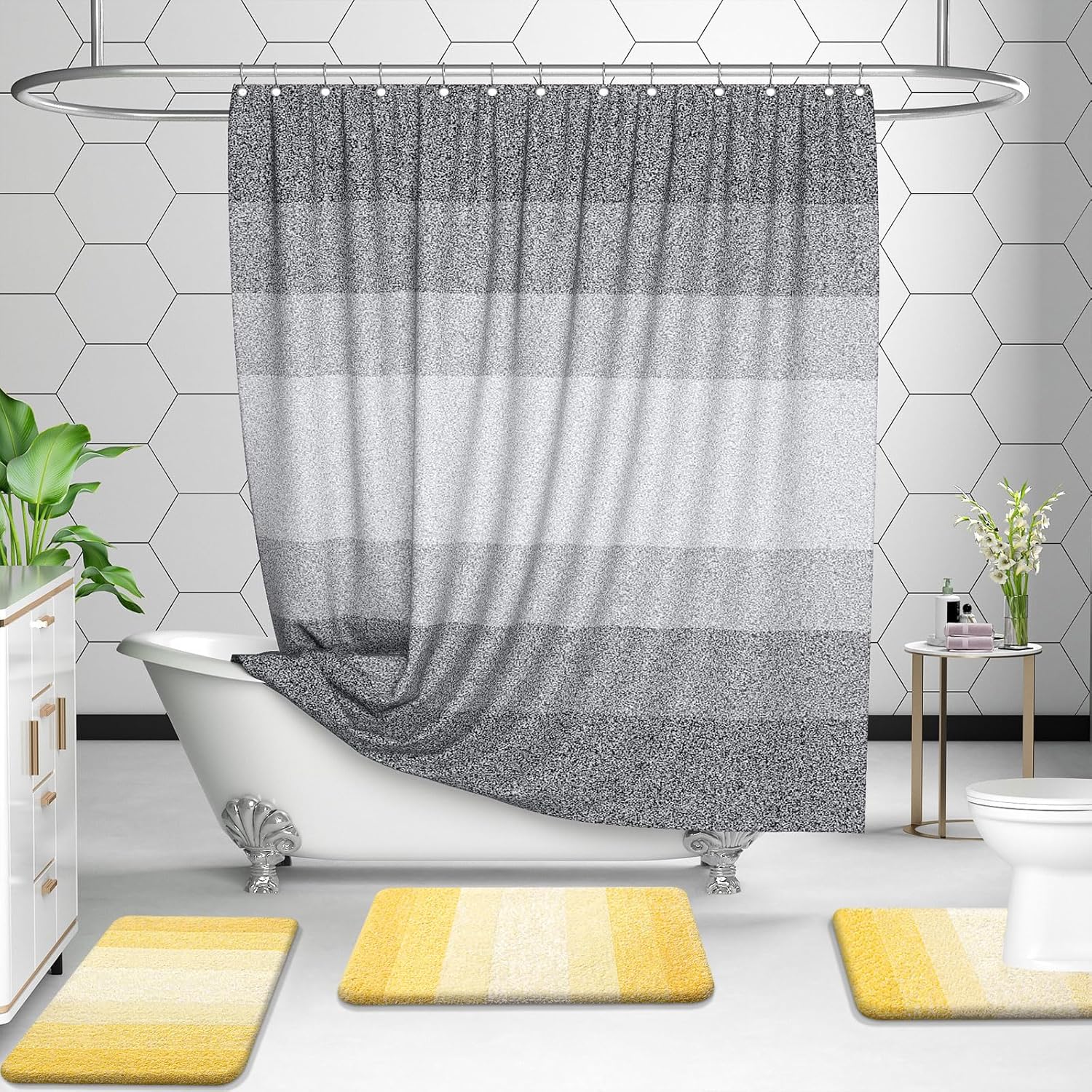 OLANLY Bathroom Rugs Sets 3 Piece, Soft Absorbent Microfiber Bath Mats and U-Shaped Contour Toilet Rug, Plush Shaggy Bath Mat Set for Bathroom (30"x20"+24"x16"+24"x20", Yellow) - Image 7