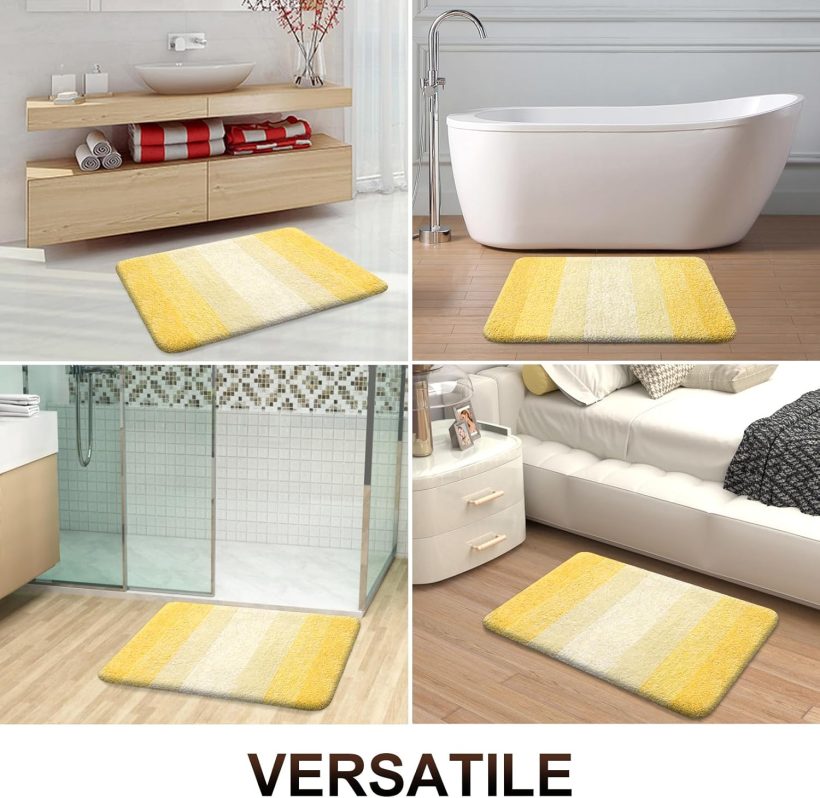 OLANLY Bathroom Rugs Sets 3 Piece, Soft Absorbent Microfiber Bath Mats and U-Shaped Contour Toilet Rug, Plush Shaggy Bath Mat Set for Bathroom (30"x20"+24"x16"+24"x20", Yellow) - Image 8