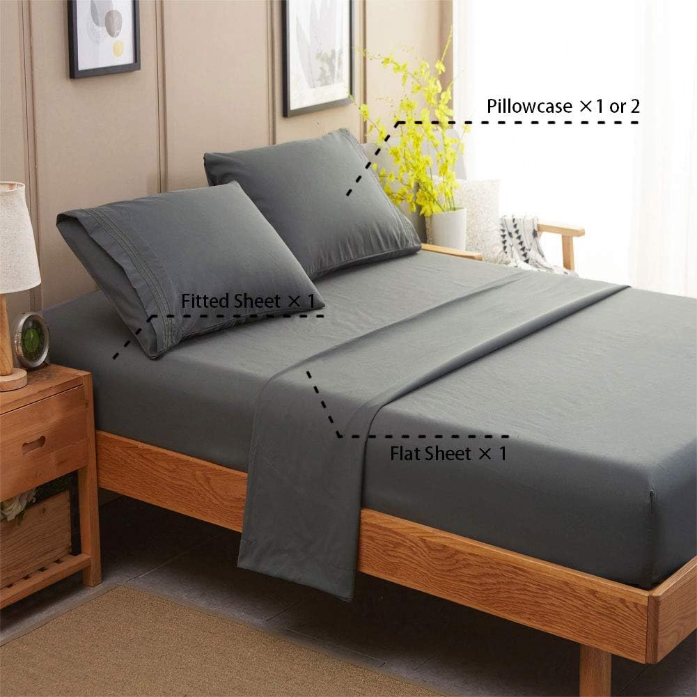 SONORO KATE Bed Sheet Set Super Soft Microfiber 1800 Thread Count Luxury Egyptian Sheets 16-Inch Deep Pocket Wrinkle and Hypoallergenic-4 Piece(Queen Dark Grey) - Image 2
