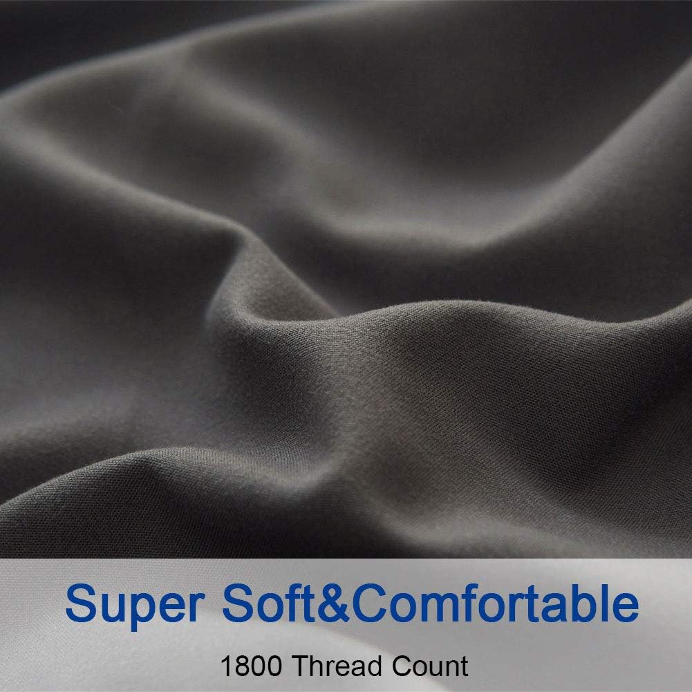 SONORO KATE Bed Sheet Set Super Soft Microfiber 1800 Thread Count Luxury Egyptian Sheets 16-Inch Deep Pocket Wrinkle and Hypoallergenic-4 Piece(Queen Dark Grey) - Image 5