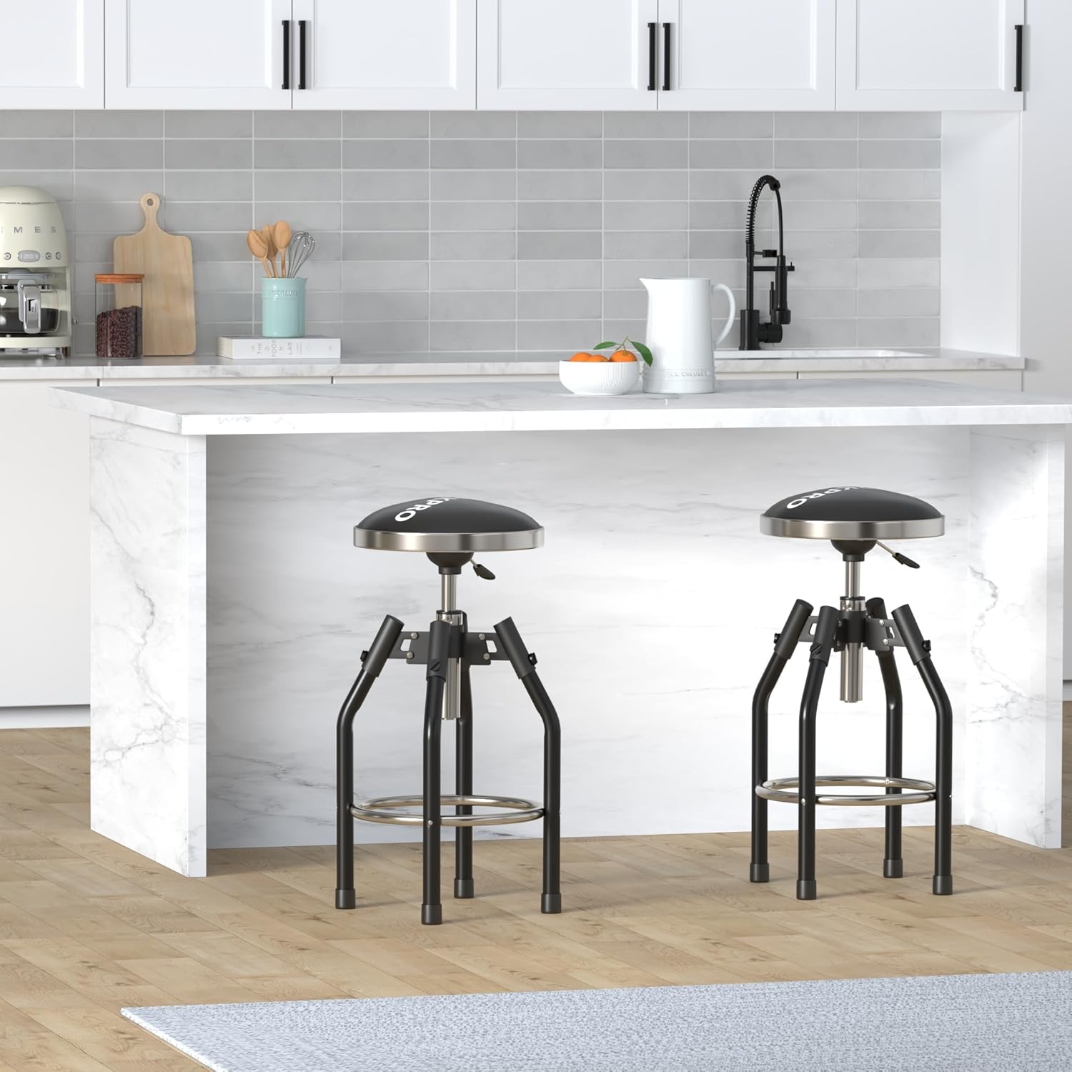 WORKPRO Heavy Duty Adjustable Hydraulic Shop Stool,Garage Bar Stool, 29in to 33.86in, 330-Pound Capacity, Black - Image 2